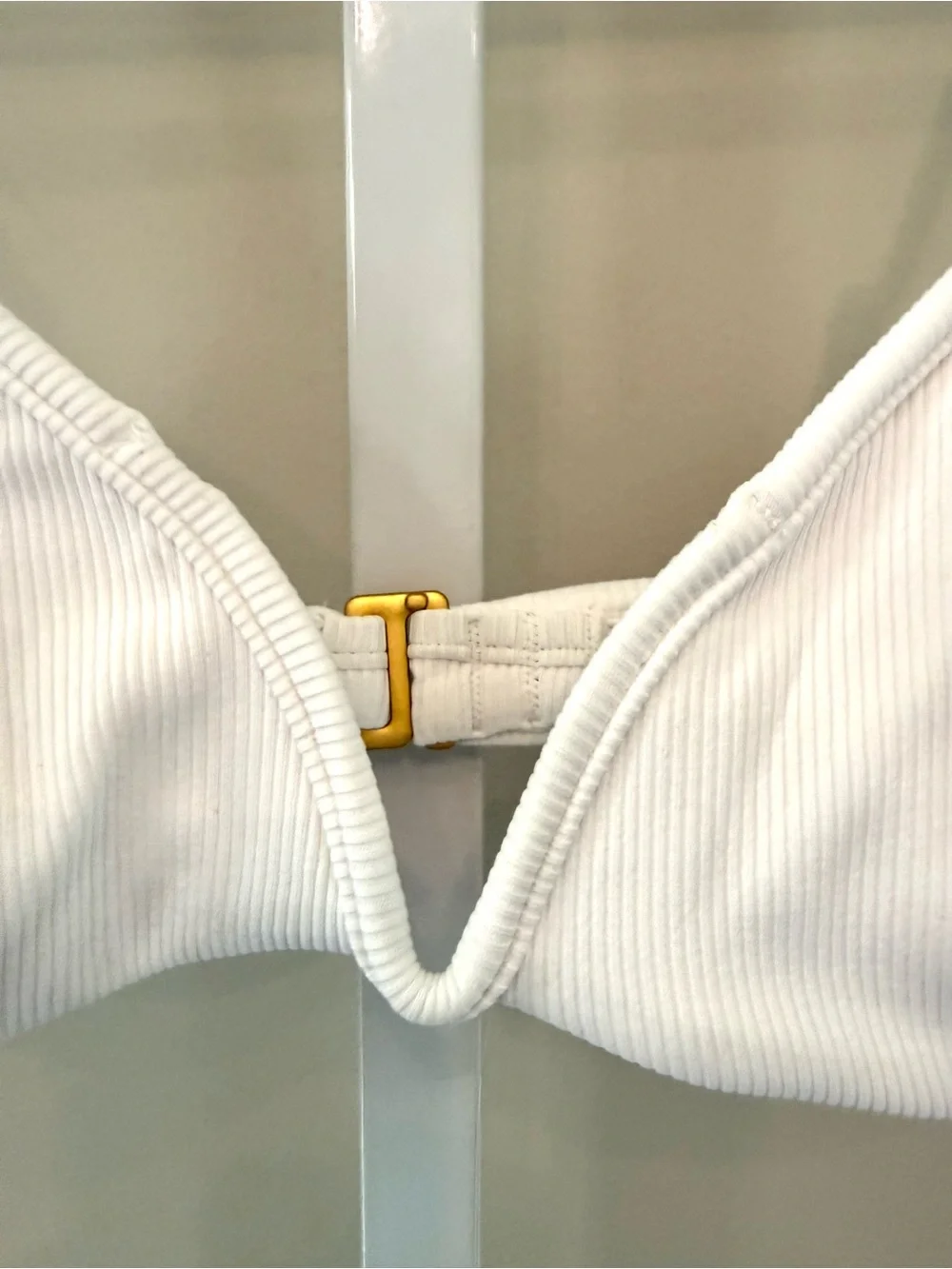 L*Space Helena Bikini Top White V-Plunge Wireless Bra XL NWT